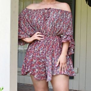 Plus Off Shoulder Flowy Romper